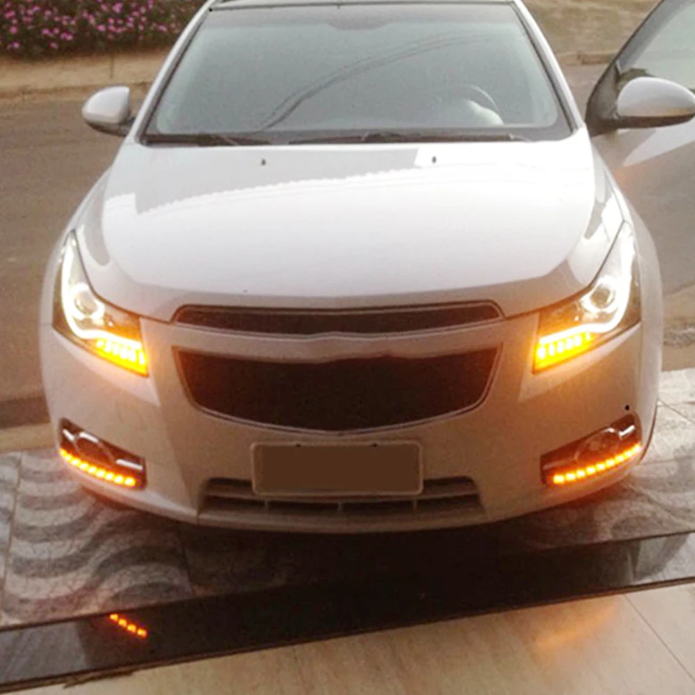 Дневные ходовые огни CSCSNL для Chevrolet cruze 2009 2010 2011 2012 2013 2014 дневные с желтым сигналом 2