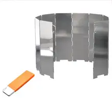 10 Pieces Outdoor Stove Windshield Lightweight Aluminum Alloy Foldable Stove Windshield with Bolt 10 Pieces with Storage Box