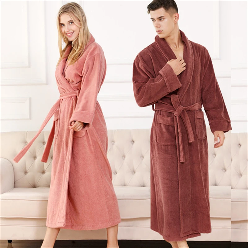 浴衣-レディースコットン着物バスローブ和風パジャマ厚手の素材秋冬カップル用ホテル