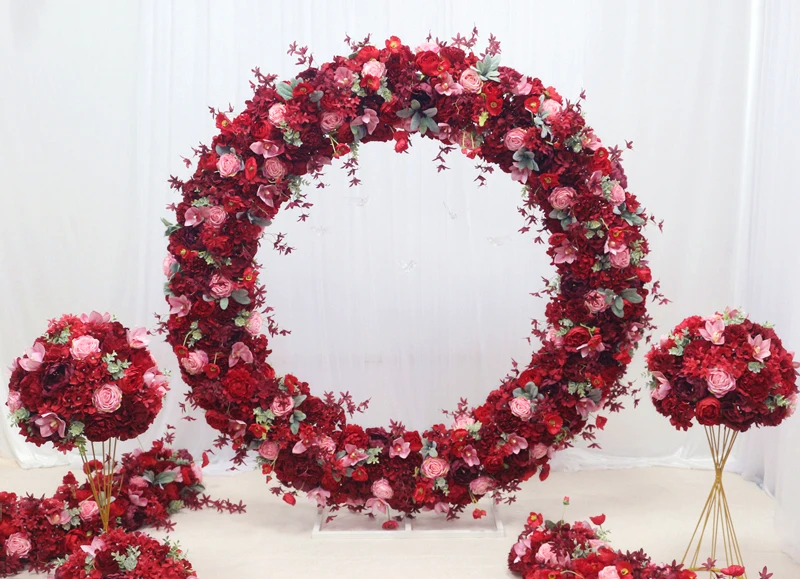 JAROWN Custom Wedding Color Artificial Rose Hydrangea Garland Set Wedding Background Decoration Flower Ball Arch Home Party Decor (10)