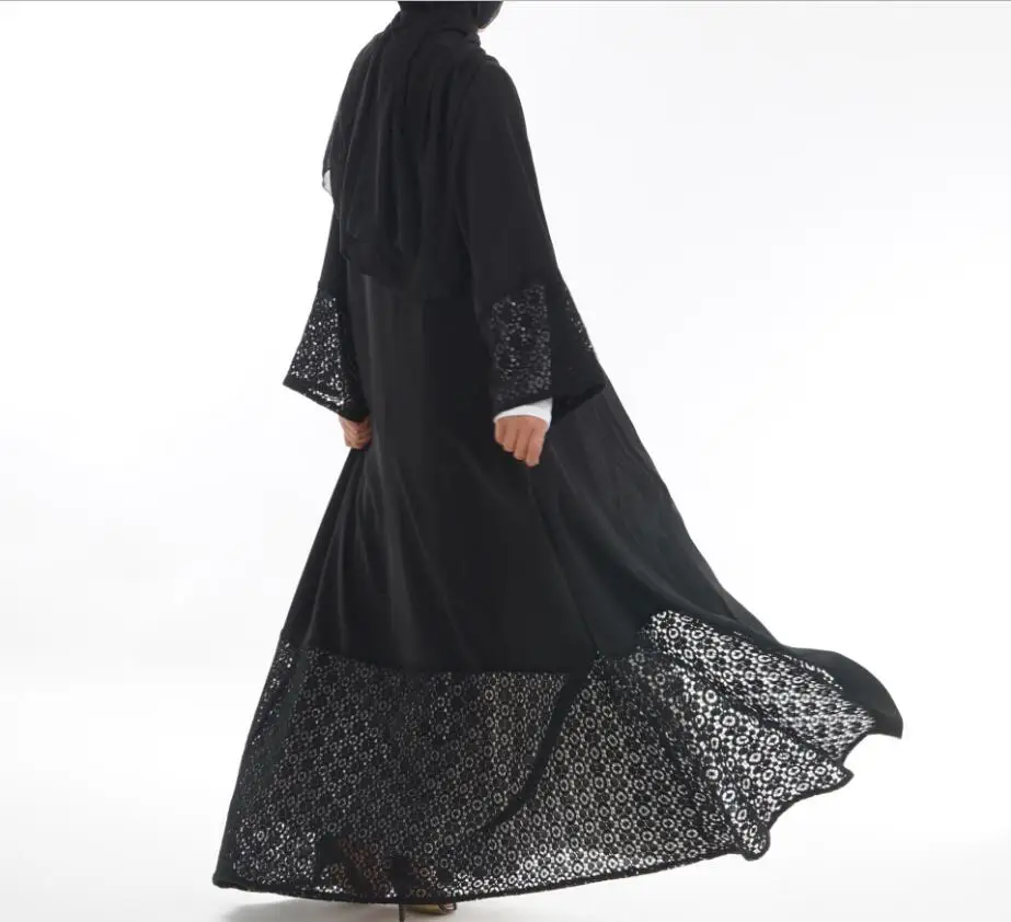 Мусульманская одежда Женская Арабская Vestido Musulman Openwork ажурное платье кружевной