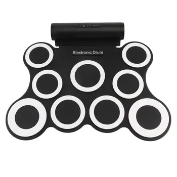 

Electronic Roll Up Drum Kit Portable Stereo Digital 9 Silicon Drum Pads Built-in Double 3W Speakers USB Powered Convenient