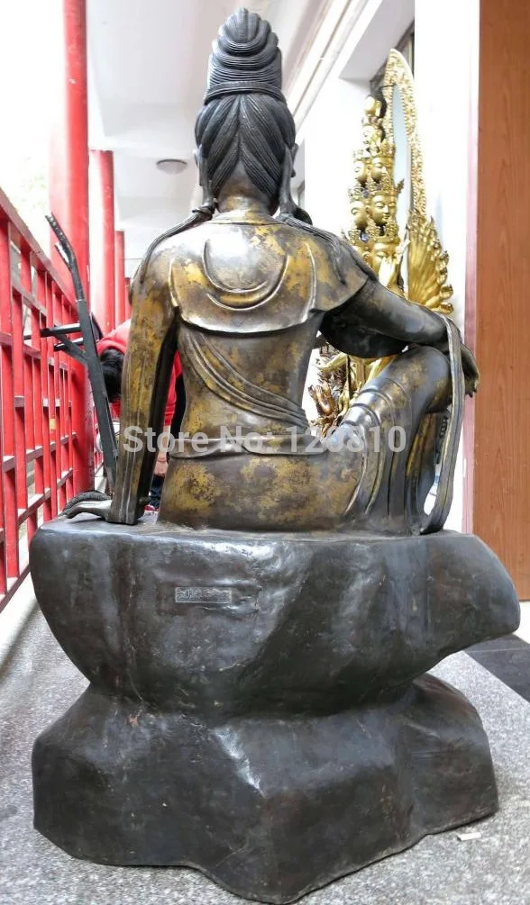 zhaomerui22+46" China Bronze Buddhism comfortable Kwan-yin Bodhisattva Sculpture Statue