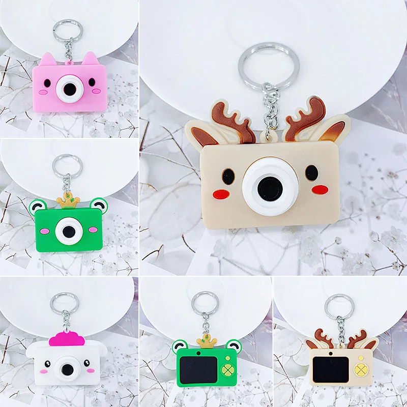 Милый мультфильм животное креативная камера ПВХ брелок кулон 3D мягкий