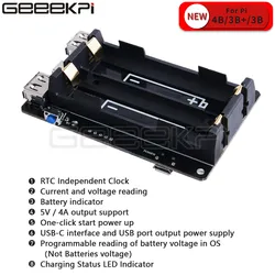 Raspberry Pi 18650 New UPS With RTC & Coulometer Pro Extended Two USB Port Power Supply Device for Raspberry Pi 4 B / 3B+ / 3B