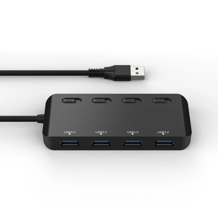 4 порта USB3.0 мульти концентратор разветвитель Кабель расширения ноутбук ПК адаптер с переключателем XR649