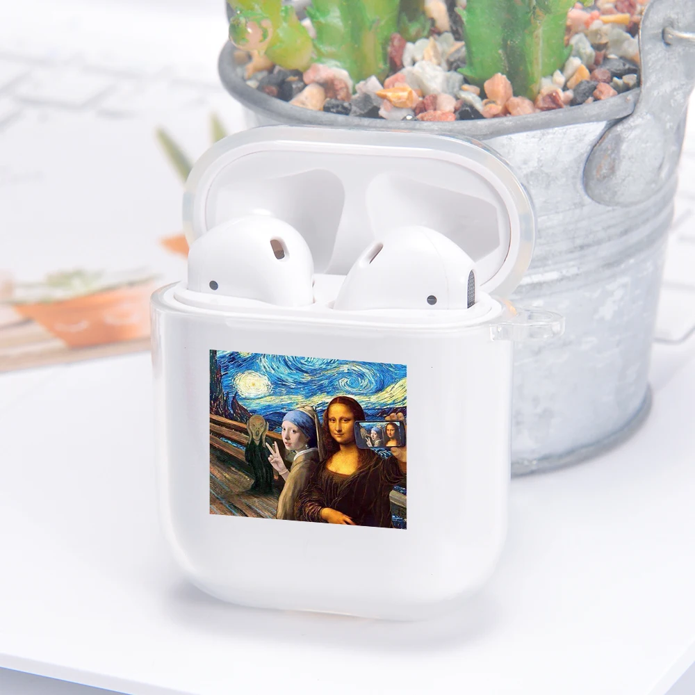 Роскошный чехол с масляной росписью для Airpods прозрачный силиконовый Air Pods Bluetooth