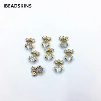 

New arrival! 15x10mm 30pcs/lot Zircon cravat shap charm/Connectors for Necklace,Earrings parts,hand Made Jewelry DIY