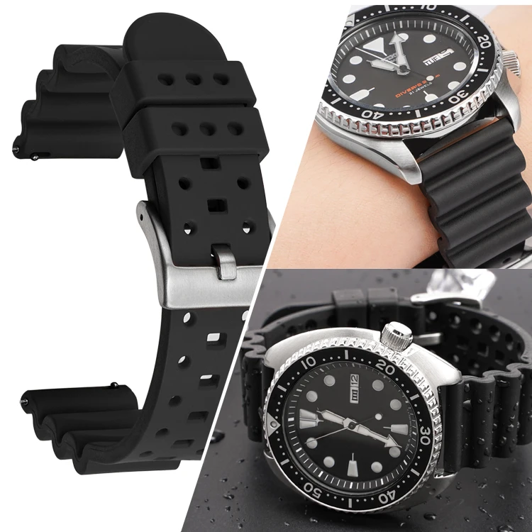18 20 22 24mm Fluor rubber Uhren armband mit Schnell verschluss Sport wasserdichtes Universal armband Uhren zubehör mit Werkzeug – Detail 6