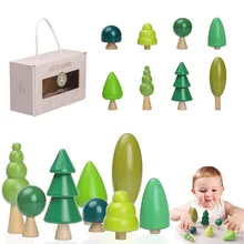

1Set Wooden Building Block Forest Tree BPA Free Simulation Tree Nordic Blocks Montessori Toy Educational Stacking Blocks Toy