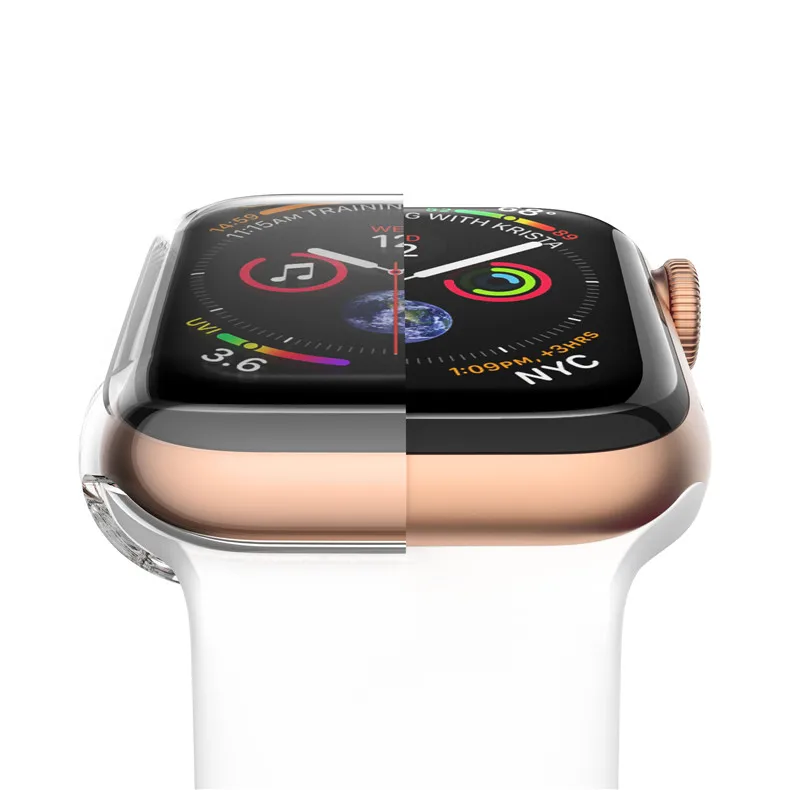 Мягкий чехол для apple watch 5, 4, 3, ремешок, чехол для apple watch 44 мм/40 мм 42 мм/38 мм, iwatch band, универсальная ультратонкая прозрачная рамка