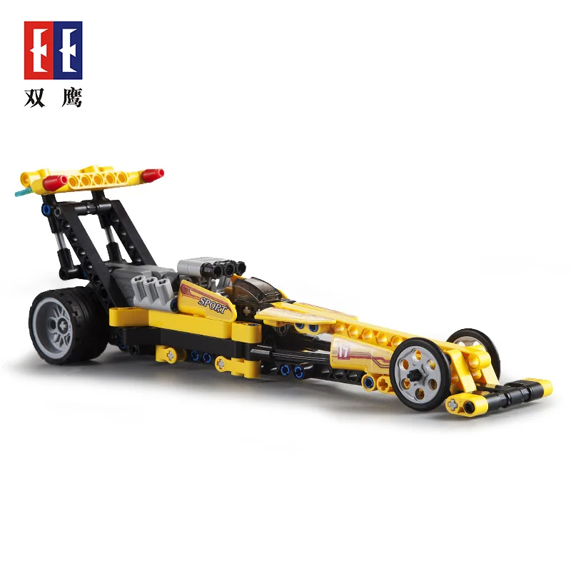 

Double e 52017 Building Blocks Pull Back Car Linear Race Car-Ejection Shells Children DIY Educational Assembled Building Blocks