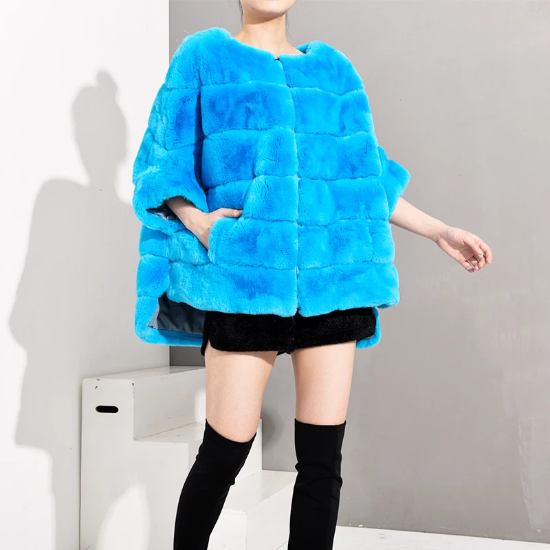 

Tatyana Furclub Women Rex Rabbit Fur Coats Fashion Winter Warm Rabbit Fur Jacket Turquoise Coat For Femaly Leather Jackets
