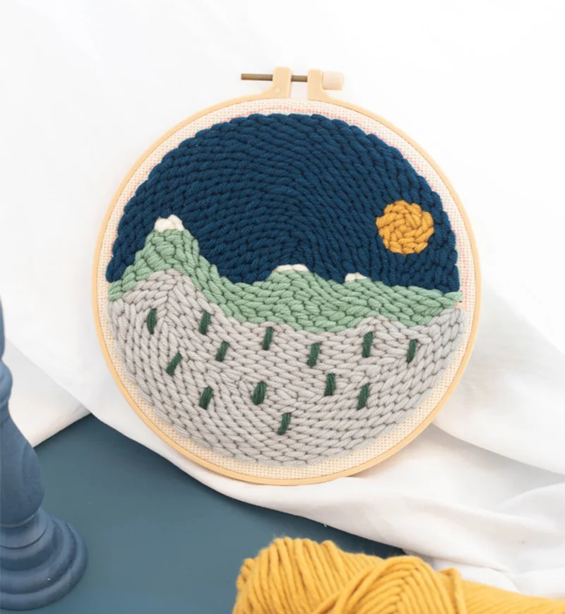 Sunrise and Moon Night декорации удар иглы Набор для вышивания DIY Punchneedle Набор для вышивки крестом для начинающих Мода украшение подарок