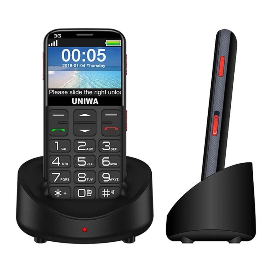 UNIWA V808G English Russian Keyboard 10 Days Standby 3G WCDMA Strong Torch Senior Push-Button Cellphone Big SOS 3G Mobile Senior