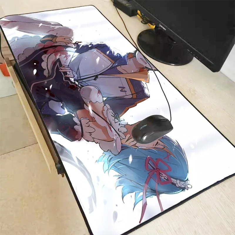 

Rem Re Zero Anime Gaming Mouse Mat Large Mouse Pad Rubber PC Computer Gamer Mousepad Desk Mat Stitched Edge for CS GO LOL Dota