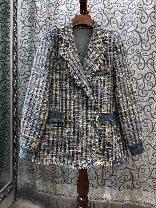 

Early Autumn 2019 New Woman's Needle Wool Trimmed Fabric Knitted Long Sleeve Baitao Suit Short Jacket 825