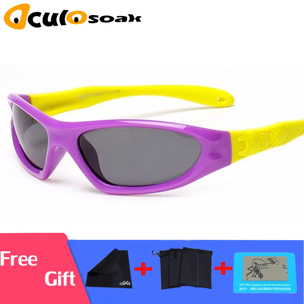 Детские защитные поляризованные солнцезащитные очки TAC, детские солнцезащитные очки для девочек и мальчиков, уличные очки Polaroid, солнцезащитные очки для младенцев UV400 - Цвет линз: purple yellow