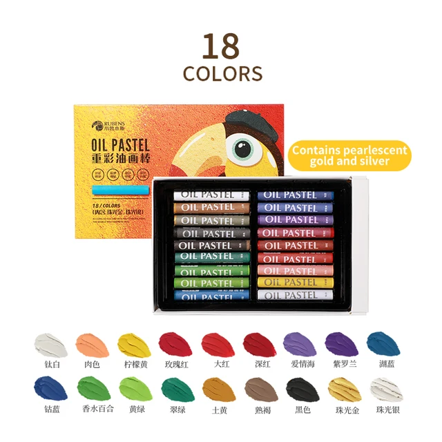 Paul Rubens Oil Pastel 12/18/24/36/48 Vibrant Colors Set for Kids Soft Easy To Use Safe and Non-toxic Children School Supplies 18 Color