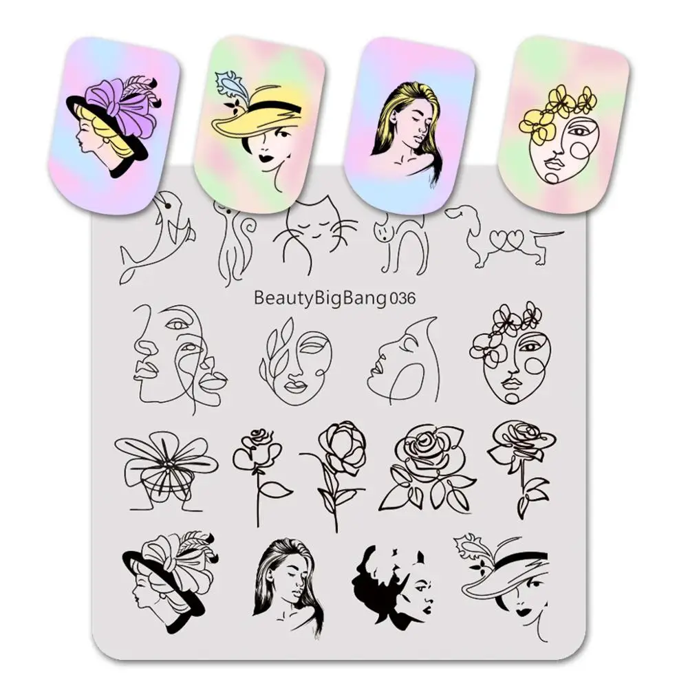 BeautyBigBang 6 см квадратные пластины для штамповки ногтей Цветочный узор Бабочка Дизайн ногтей штамп штамповка шаблон изображения пластины инструмент для полировки