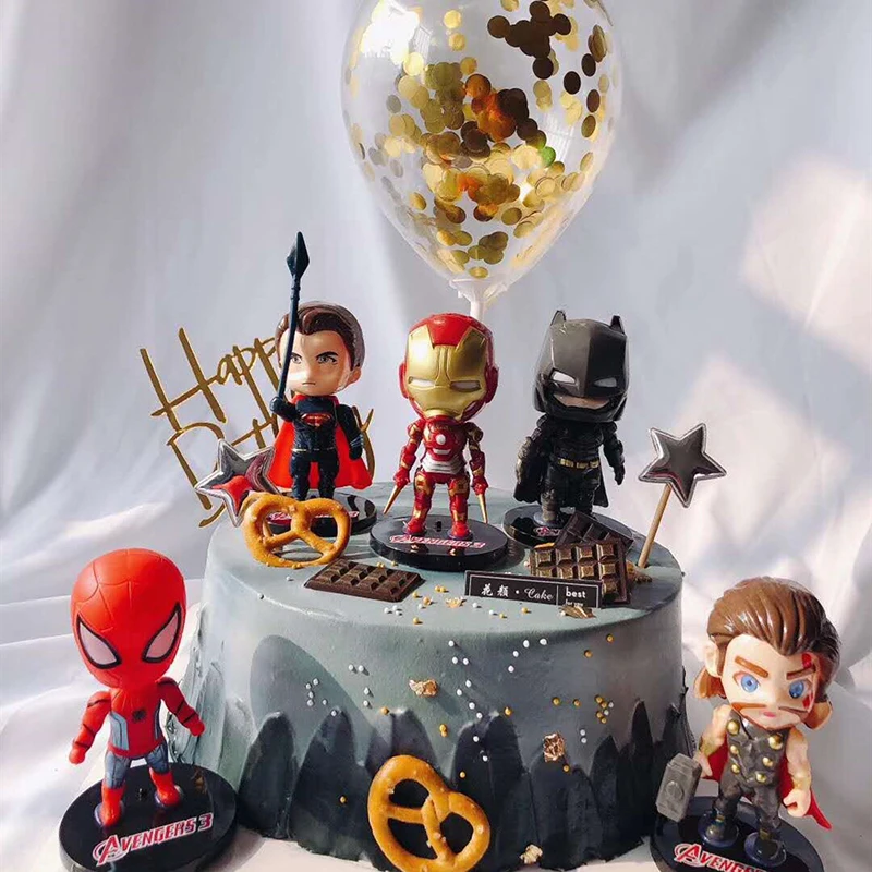1set Avengers Birthday Cake Decoration Plastic Spiderman Superhero