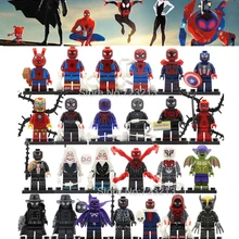 Одиночная фигурка супергероя Майлза Моралес Человек-паук, Человек-паук, тень, Гвен, Железный Человек-паук, строительные блоки, игрушки