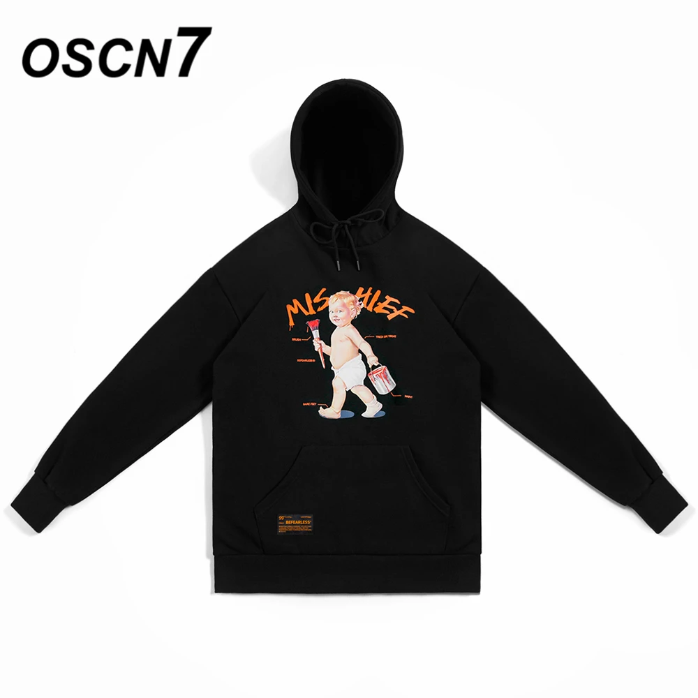 OSCN7 High Street печати флисовая толстовка женщина осень уличная плюс бархатные толстовки оверсайз женщины 8032A