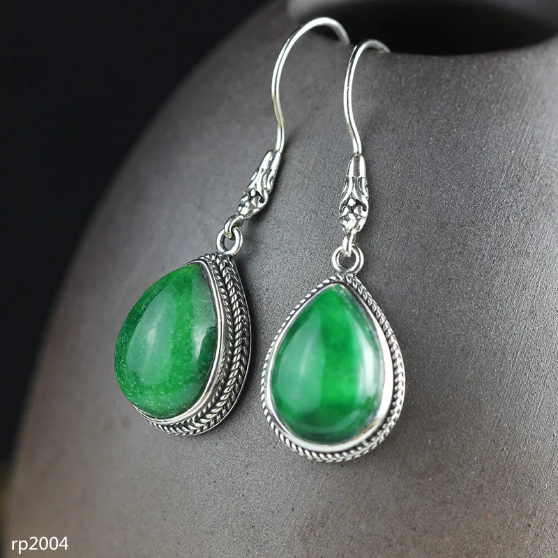 

KJJEAXCMY boutique jewelry S925 Sterling Silver Jewelry Creative Thai Silver Ms. Drop-shaped Tielongsheng Earrings New