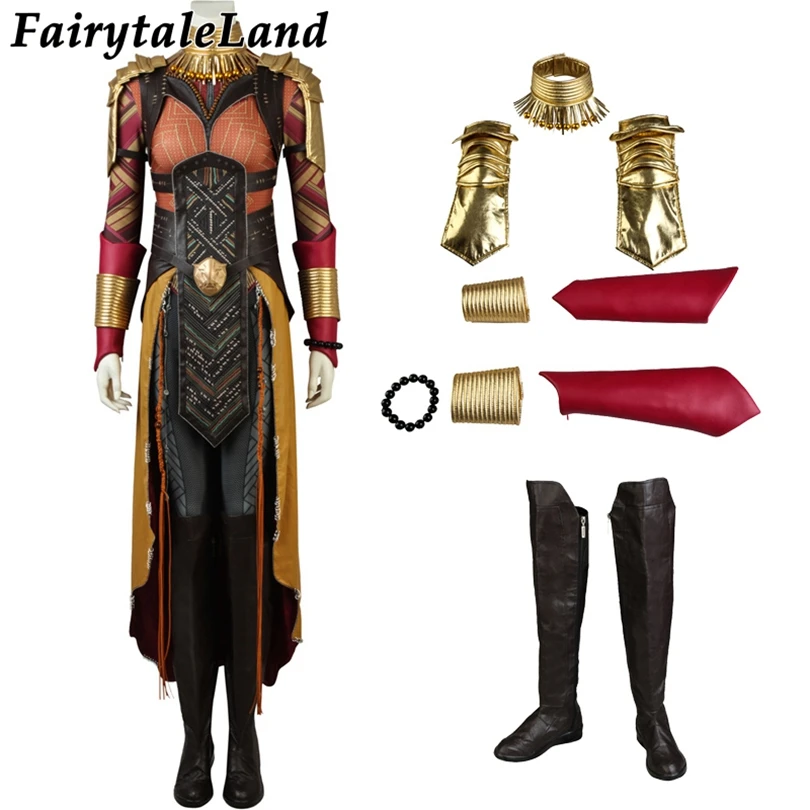 

Movie Panther Cosplay Costume Captain Of The Guard Battle Outfit Fancy Halloween Carnival Clothes Full Props With Boots