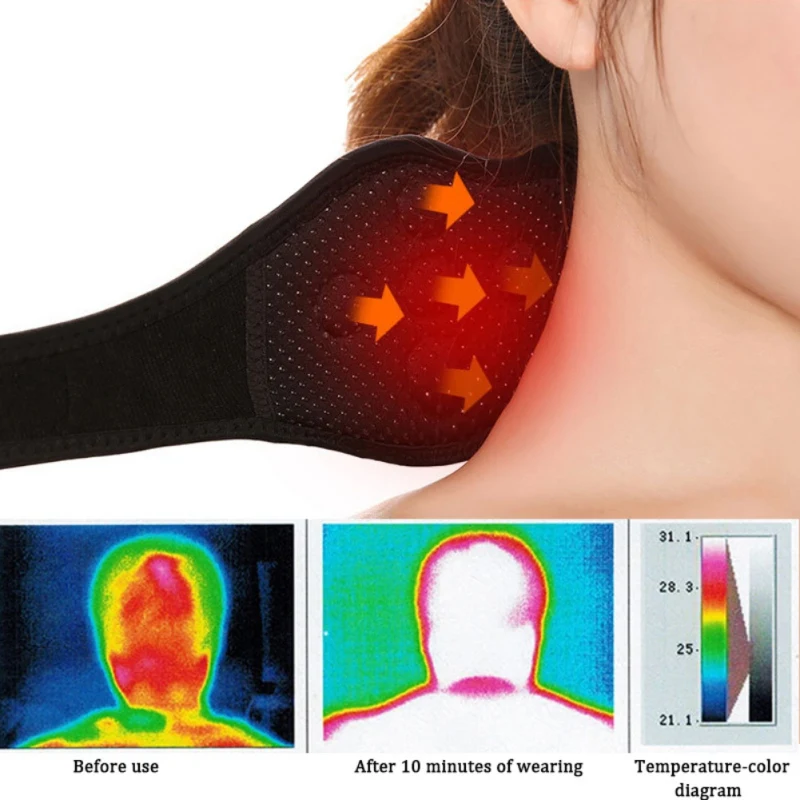 

Tourmaline Neck Support Self-heating Magnetic Pain Relief Therapy Wrap Protect Neck Massager Belt Heated Pads For Neck Pain
