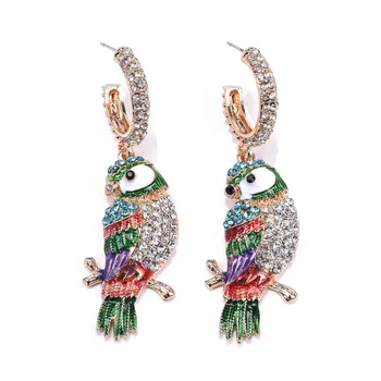 

New Statement Za Earring Jewelry Women Cute Animal Owl Bird Long Earrings Female Luxury Crystal Rhinestone Big Drop Earrings