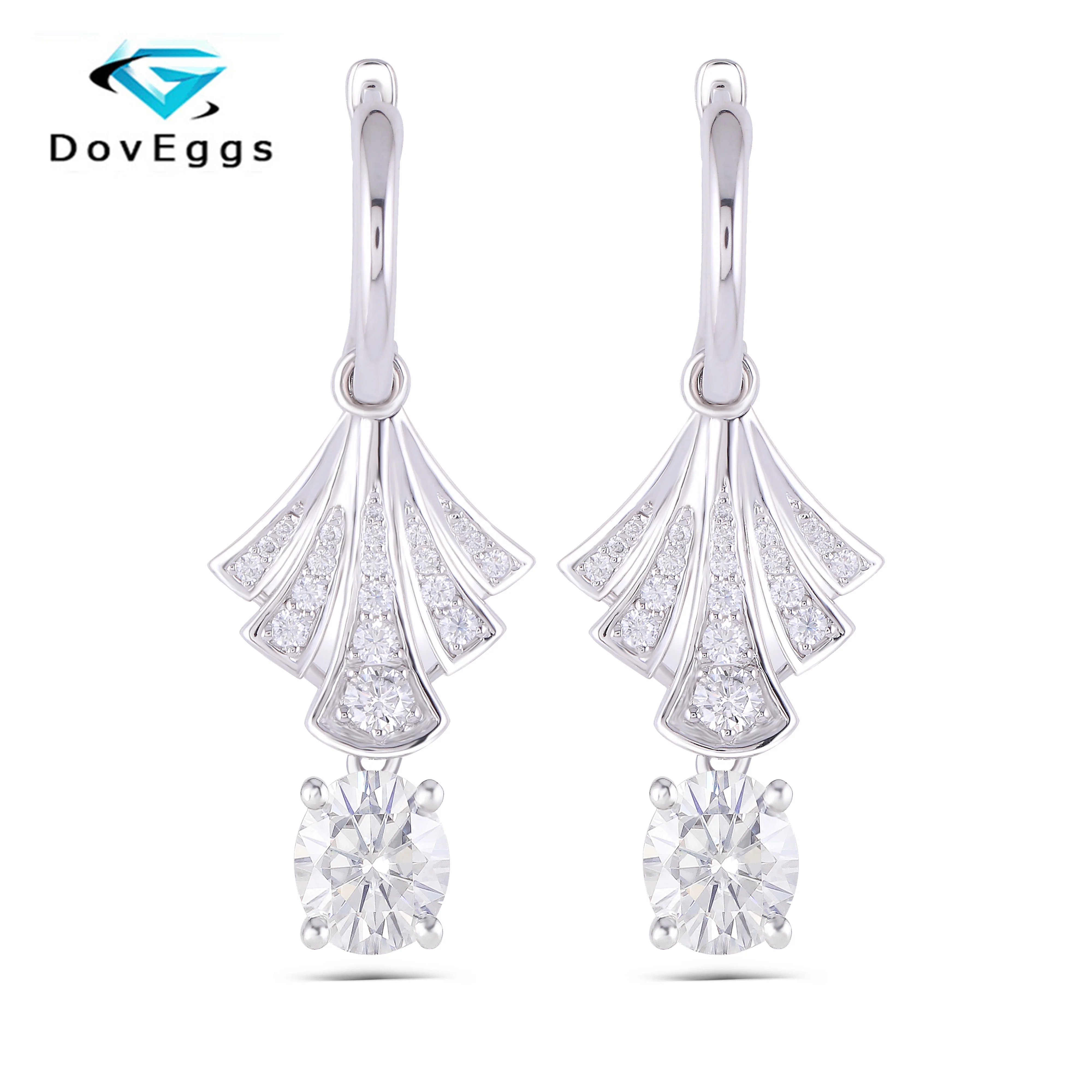 

DovEggs Solid Silver S925 Center 2CTW 6*7mm Oval Cut F Color Moissanite Earrings for Women Daily Wear Fine Jewlery