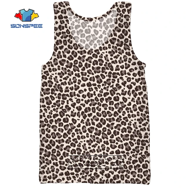 SONSPEE Leopard Animal Hunting 3D Print Men's Tank Tops Casual Fitness Bodybuilding Gym Muscle Funny Men Sleeveless Vest Shirt 9