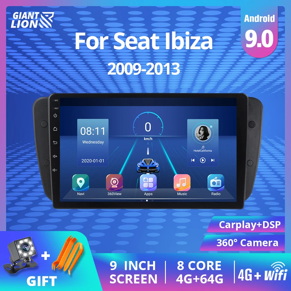 Автомагнитола 2DIN Android 9 0 для Seat Ibiza 6j 2009 2013 4 Гб + 64 ГБ Автомобильный мультимедийный
