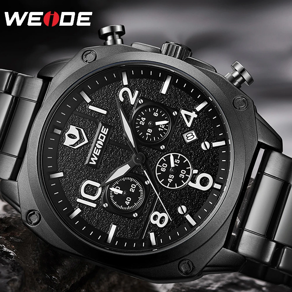 

WEIDE Mens Stainless Steel Strap Bracelet Quartz Fashion Casual Male Clock Creative Waterproof Wristwatches Relogio Masculino