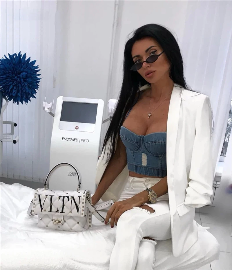 wholesale denim crop top vest hole bustier corset brallte