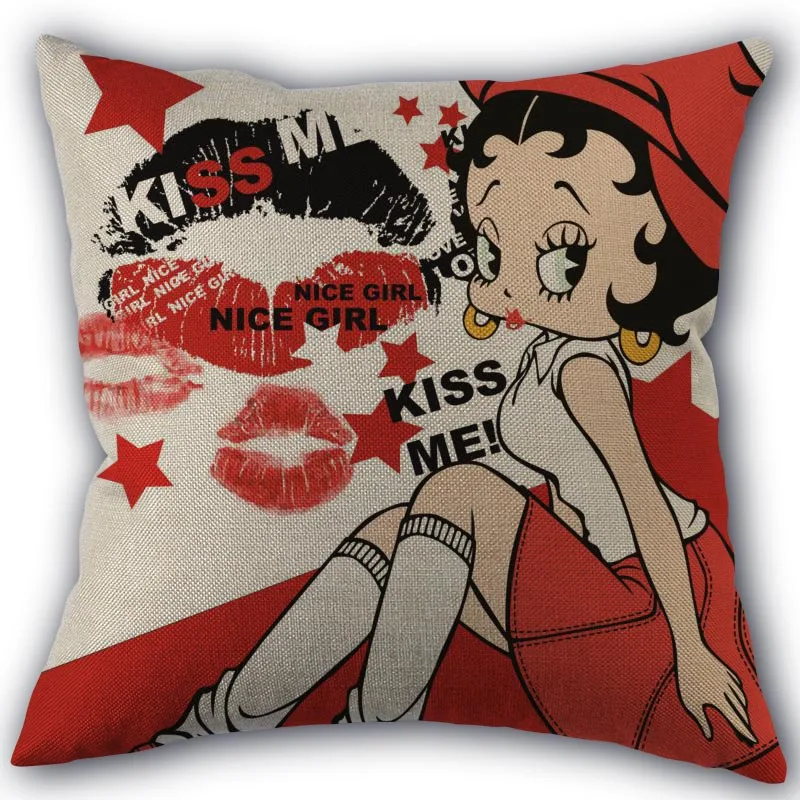 Пользовательские Betty Boop мультфильм наволочка льняное белье фабричный Текстиль для дома наволочка квадратной формы размером 45*45 см, свадебных платьев, декоративных изделий и не выцветает - Цвет: 15