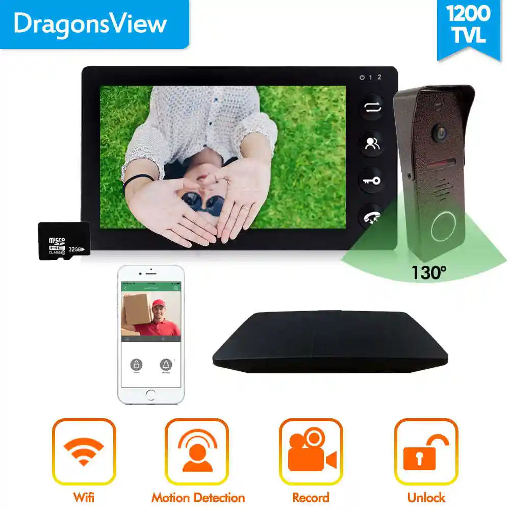 Dragonsview Wifi Doorbell Camera 7 Inch Indoor Monitor Wireless