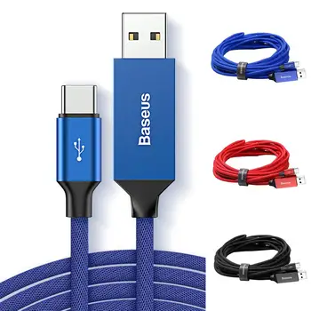 

New 5m 3A QC3.0 Braided Type-C Fast Charging Cable Data Sync Charge Cord for Huawei