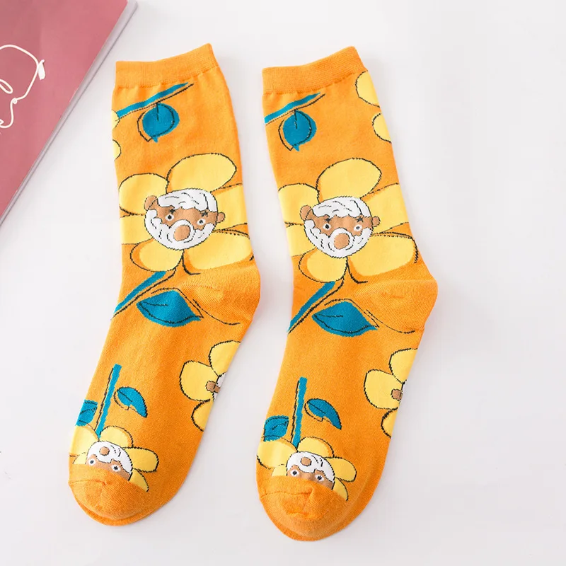 Kawaii/носки с героями мультфильмов; женские милые забавные хлопковые носки в Корейском стиле; носки для скейтборда в японском стиле Харадзюку; милые носки с фруктами; Meias - Цвет: Orange