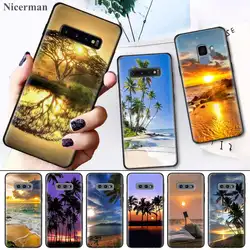 Чехол для Samsung Galaxy S8 S9 S10 S10e 5G Note 8, 9, 10, 5G Plus S7 S7 край S8 + S9 + S10 + море обои с изображением пляжа пальмы