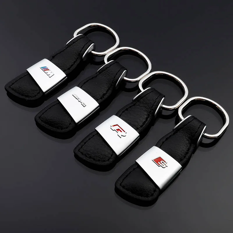 

M tri-color sports standard Mercedes-Benz AMG Volkswagen R Audi S leather car standard metal key ring ring link pendant