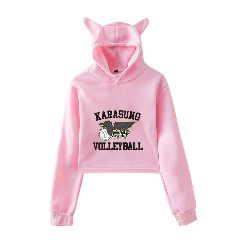 Sweat A Capuche Avec Oreilles De Chat Pour Femmes Dessin Anime Haikyuu Karasuno Pull Sexy Nombril Nu Top Femme Adolescente Manga Japonais Aliexpress