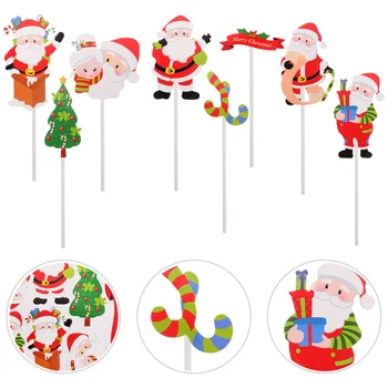 

5 Sets Cake Picks Funny Reusable Festive Dessert Toppers Cupcake Toppers Paper Cake Picks for Christmas Party