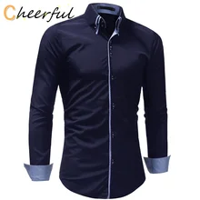

Trim Fit Mens Smart Casual Dress Shirts Turn-down Collar Long Sleeve Solid Business Men Clothing