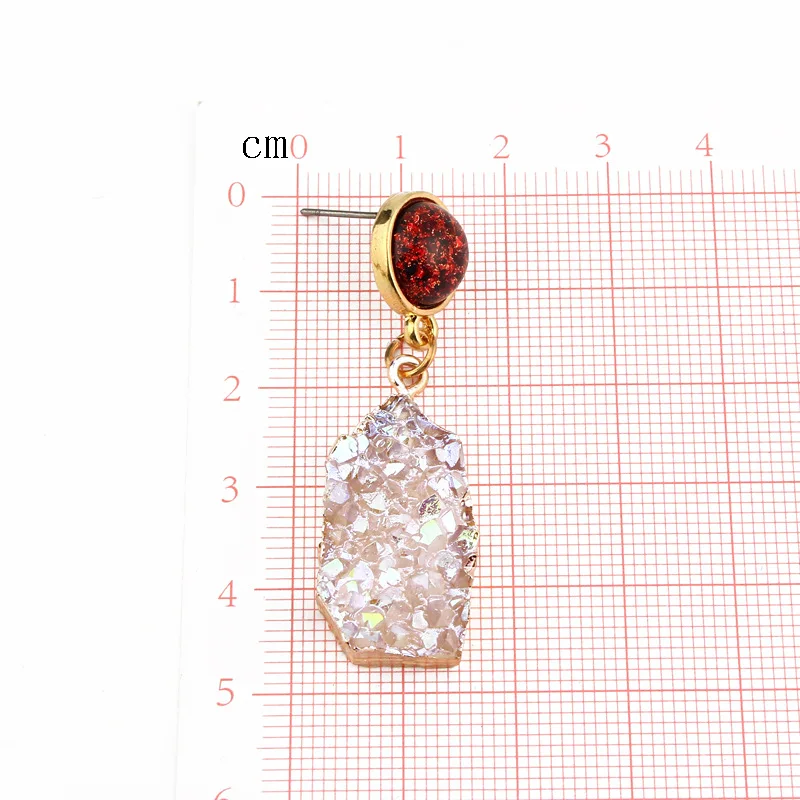Bijoux Korean Vintage Red Druzy Resin Earrings Drop Earrings For Women Jewelry Statement Gifts For Women Accessories Brinco (2)