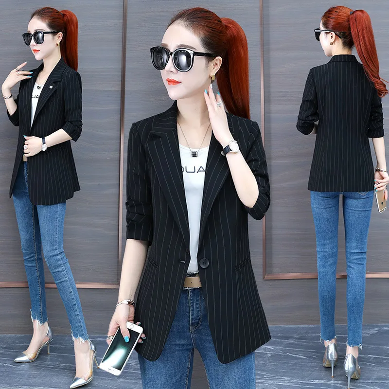 

Stripes Small Suit Coat Women's Spring And Autumn 2019 New Style Korean-style Fashion Elegant Casual Autumn Short Blazer