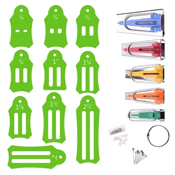 

Bias Tape Fabric Maker Kit Set Patchwork Manual DIY Making Ribbon Strip Roll Sasher Tools Green For Sewing Weaving