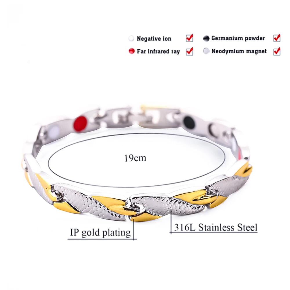 Витой Здоровый Магнитный браслет для женщин power терапевтические магнитики Магнетитовые браслеты для мужчин ювелирные изделия из нержавеющей стали