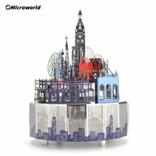 Boîte à musique rotative avec lumières LED, Puzzle 3D en métal, thème de château, bricolage, Kits de modèles de jouets, cadeaux pour filles